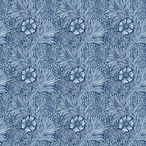 blue marigold,William Morris,pastel colors,floral pattern,big flowers,Art Nouveau,William Morris,Arts and Crafts,Vintage,Retro,Victorian,Design,Aesthetics,Nature-inspired,Ornate,Textiles,Floral patterns,Stylized forms,Curvilinear,Handcrafted,Colorful,Time