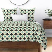 gold,teal,black,silver,Art Deco,Geometric patterns,Bold contrast,Contemporary elegance,Minimalist design,Sleek aesthetics,Clean lines,Abstract motifs,Graphic elements,Striking visual impact,Monochromatic beauty,Dynamic compositions,Visual rhythm,Edgy ,sop