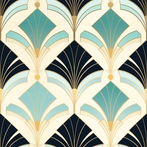 gold,teal,black,silver,Art Deco,Geometric patterns,Bold contrast,Contemporary elegance,Minimalist design,Sleek aesthetics,Clean lines,Abstract motifs,Graphic elements,Striking visual impact,Monochromatic beauty,Dynamic compositions,Visual rhythm,Edgy ,sop