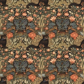Cats and william Morris,Art Nouveau,William Morris,Arts and Crafts,Vintage,Retro,Victorian,Design,Aesthetics,Nature-inspired,Ornate,Textiles,Floral patterns,Stylized forms,Curvilinear,Handcrafted,Colorful,Timeless,Decoration,Organic shapes,Nouveau Riche,G