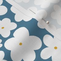 Daisy || White Daisies on blue || Daisy Age Collection by Sarah Price Medium Scale Perfect for bags, clothing and quilts