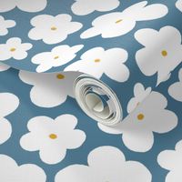 Daisy || White Daisies on blue || Daisy Age Collection by Sarah Price Medium Scale Perfect for bags, clothing and quilts