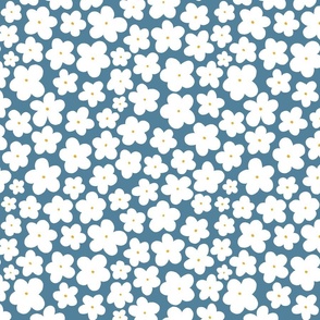 Simple Daisy || Daisy Age Collection || White Daisies on blue by Sarah Price