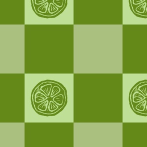 Limeade Checkerboard in Sliced Lime in Large Scale