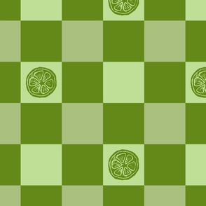 Limeade Checkerboard in Sliced Lime and Air in Medium Scale