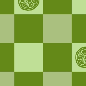 Limeade Checkerboard in Sliced Lime and Air in Large Scale