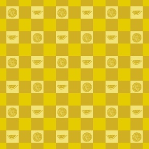 Lemonade Checkerboard in Lemon Wedge in Small Scale