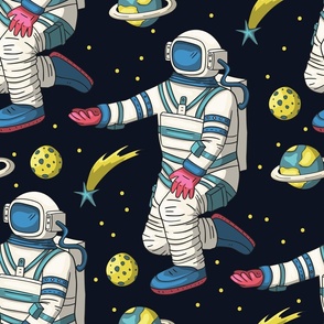 Astronaut spaceman among stars. Space exploration