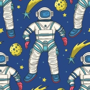 Astronaut spaceman among stars. Space exploration