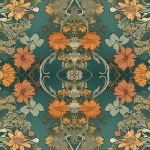 Collage of vintage retro floral pattern 