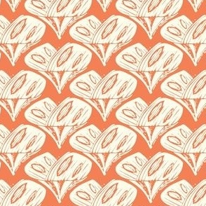 Stylized Tulip Block Print on Orange Background