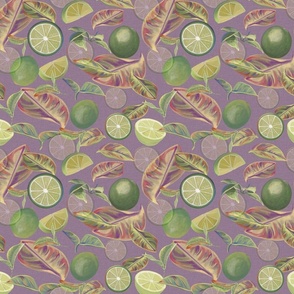 Fruit, Limes, Kitchen, Table, Decor, smaller print, Purple, Lime,  Green, JG Anchor Designs by Jenn Grey