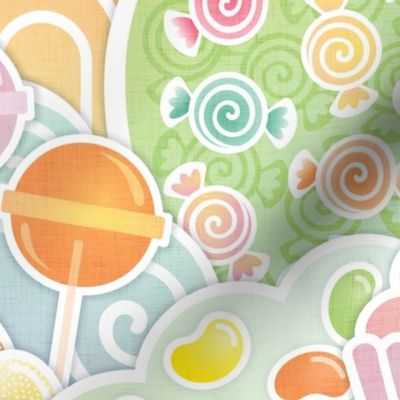 I WAAANT CAAANDY!!!!!- I Want Candy Extra Large- Soft Pastel Rainbow Colors- Cupcake- Candy Cane- Gumball Machine- Candy Bar- Nursery Wallpaper- Kids Wallpaper- Sweet Treats- Baby- Gender Neutral