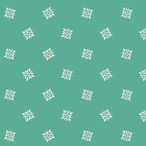 Snowflake Christmas Sweater Pattern on green background