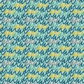 Bright abstract wave in yellow, turquoise, mint green and dark blue