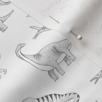 Sketched Dinosaur Wallpaper in Black and White 