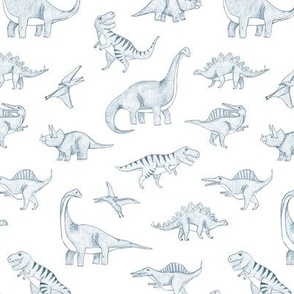 Sketched Dinosaurs in Blue Boys Wallpaper