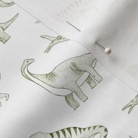 Hand drawn Dinosaurs in Green
