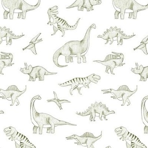 Hand drawn Dinosaurs in Green