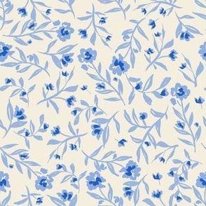 Hand Painted Artistic Floral in Pastel Blue