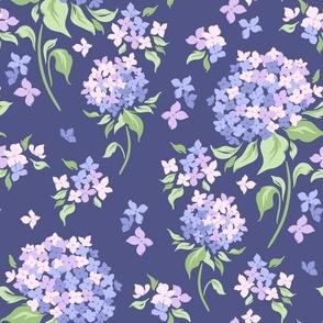 Purple Hydrangea Flowers on Dark Background