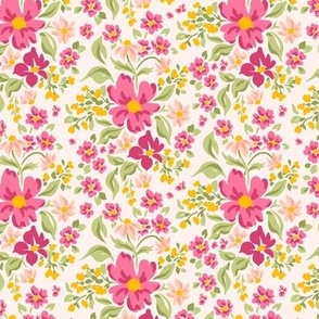 Floral Pattern with Pink and Yellow Flowers
