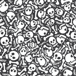Halloween Skulls and bones - jumbo wallpaper scale