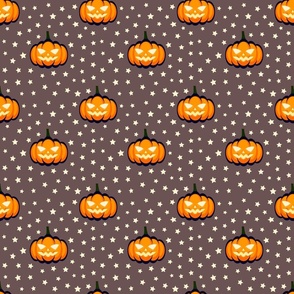 Spooky pumpkins amidst stars