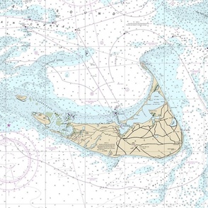 NOAA Nantucket Island nautical chart (cropped from larger #13241 chart, soundings visible) 21x18"