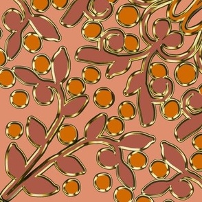 Kaleidoscope Vine with Orange Berries on Peach