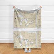 NOAA Great Lakes nautical chart (42x31.5" - one chart per yard for narrower fabrics)