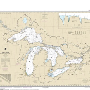 NOAA Great Lakes nautical chart (42x31.5" - one chart per yard for narrower fabrics)