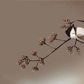 Bird on a branch - Digital painting for wall hanging 