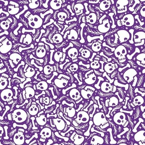 Halloween Skulls and bones purple and white -normal scale