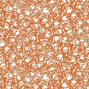 Halloween Skulls and bones orange and white -small scale