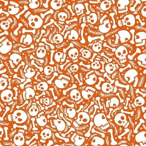 Halloween Skulls and bones orange and white -normal scale