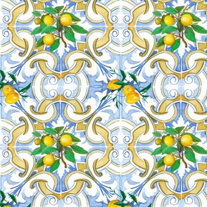 Majolica ,lemons,Sicilian tiles ,
