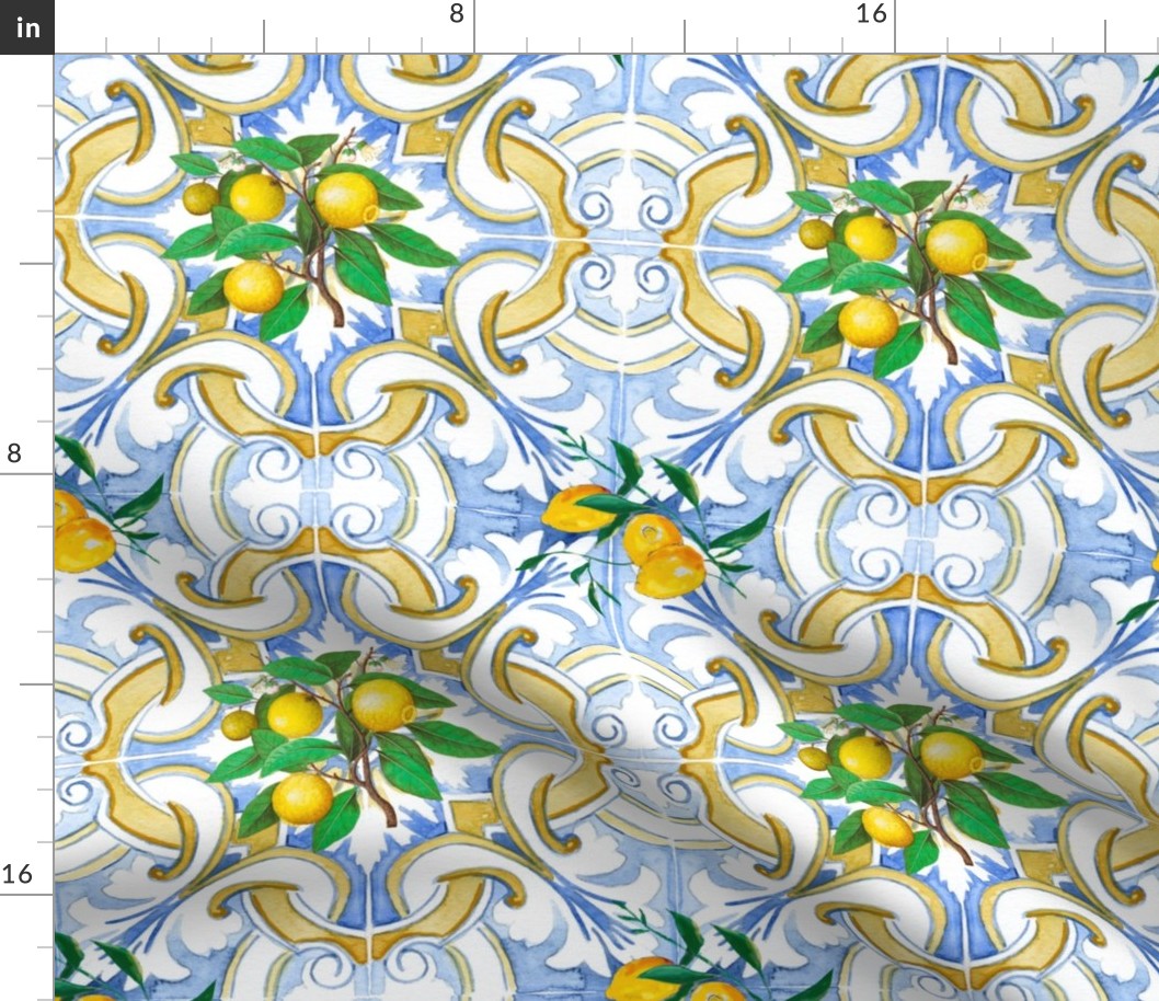 Majolica ,lemons,Sicilian tiles ,
