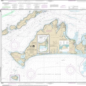 NOAA Martha's Vineyard nautical chart #13233 *soundings too small to read* - 17.3"x21" (fits on a FQ of any fabric)