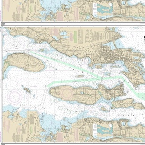 NOAA Newport Harbor / Narragansett Bay nautical chart #13223  *soundings too small to read* - 15x21" (fits on a FQ of any fabric)  