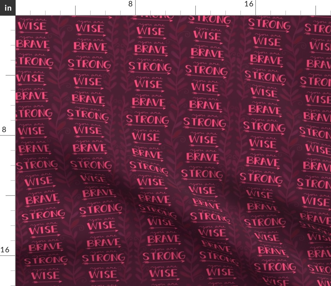 Word Stripes and Vines on Magenta