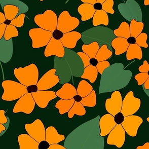 Black Eyed Susan - Orange Floral Pattern