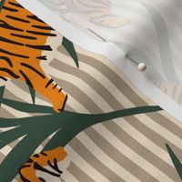 Tigers with Palm Leaves and Stripes - Stone and Green