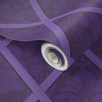 Damask - Plum Wallpaper with Ribbons