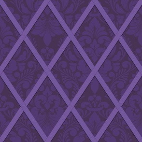 Damask - Plum Wallpaper with Ribbons