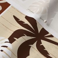 Tiki Time - Mid Century Modern Monochromatic Cream Brown Large Scale