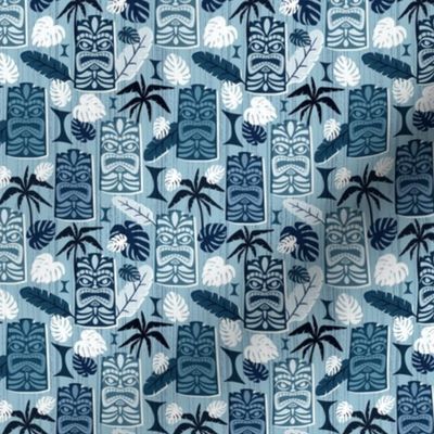 Tiki Time - Mid Century Modern Monochromatic Blue Small Scale