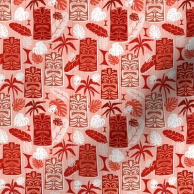 Tiki Time - Mid Century Modern Monochromatic Red Pink Small Scale