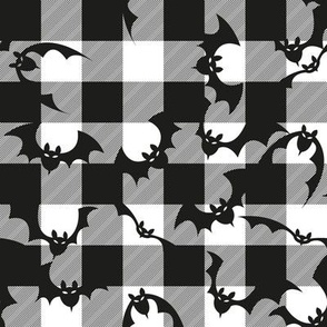 Normal scale • Halloween tartan bats black & white
