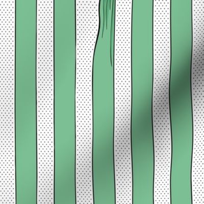 Simple graphic stripes with line drawings of cats, gray cats - green and white stripes - large print